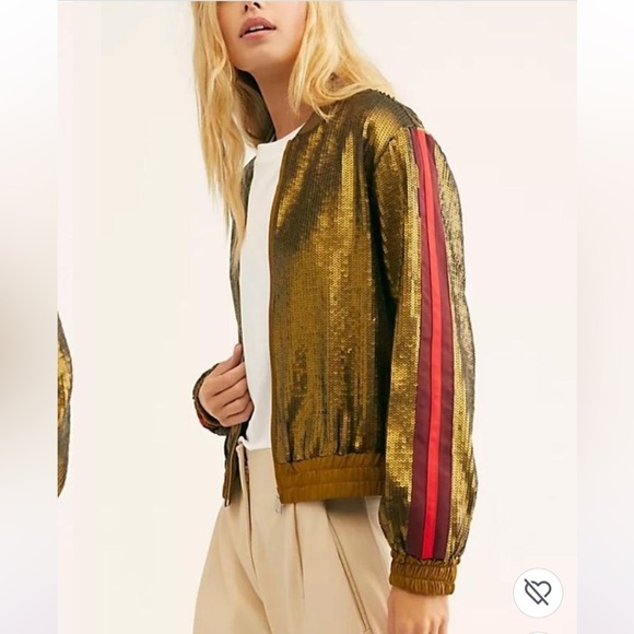 Scotch & Soda Jackets & Blazers - NWT Scotch & Soda Gold Sequin Contrast Stripe Track Jacket